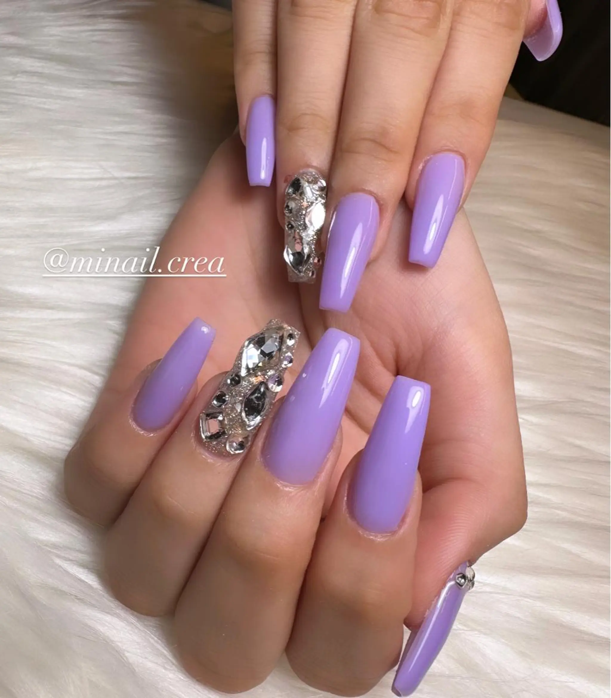 ネイル キラキラネイル ロングネイル ワンカラーネイル スカルプネイル ハンドネイル CRéA　-private nailsalon-所属・CReA nailのネイルデザイン