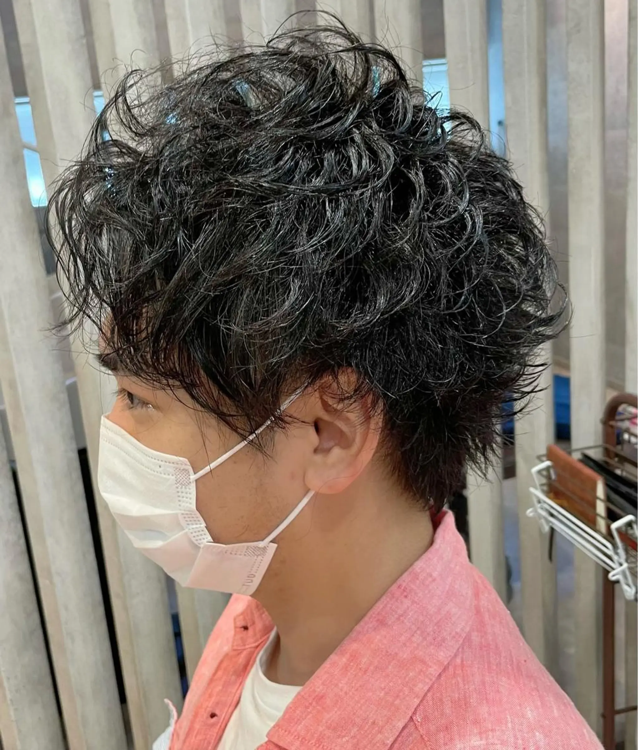 ミディアム メンズ ミディアムパーマ メンズパーマ くせ毛 カット 骨格整形カット/ ショート✂️堀夢哉のヘアスタイル