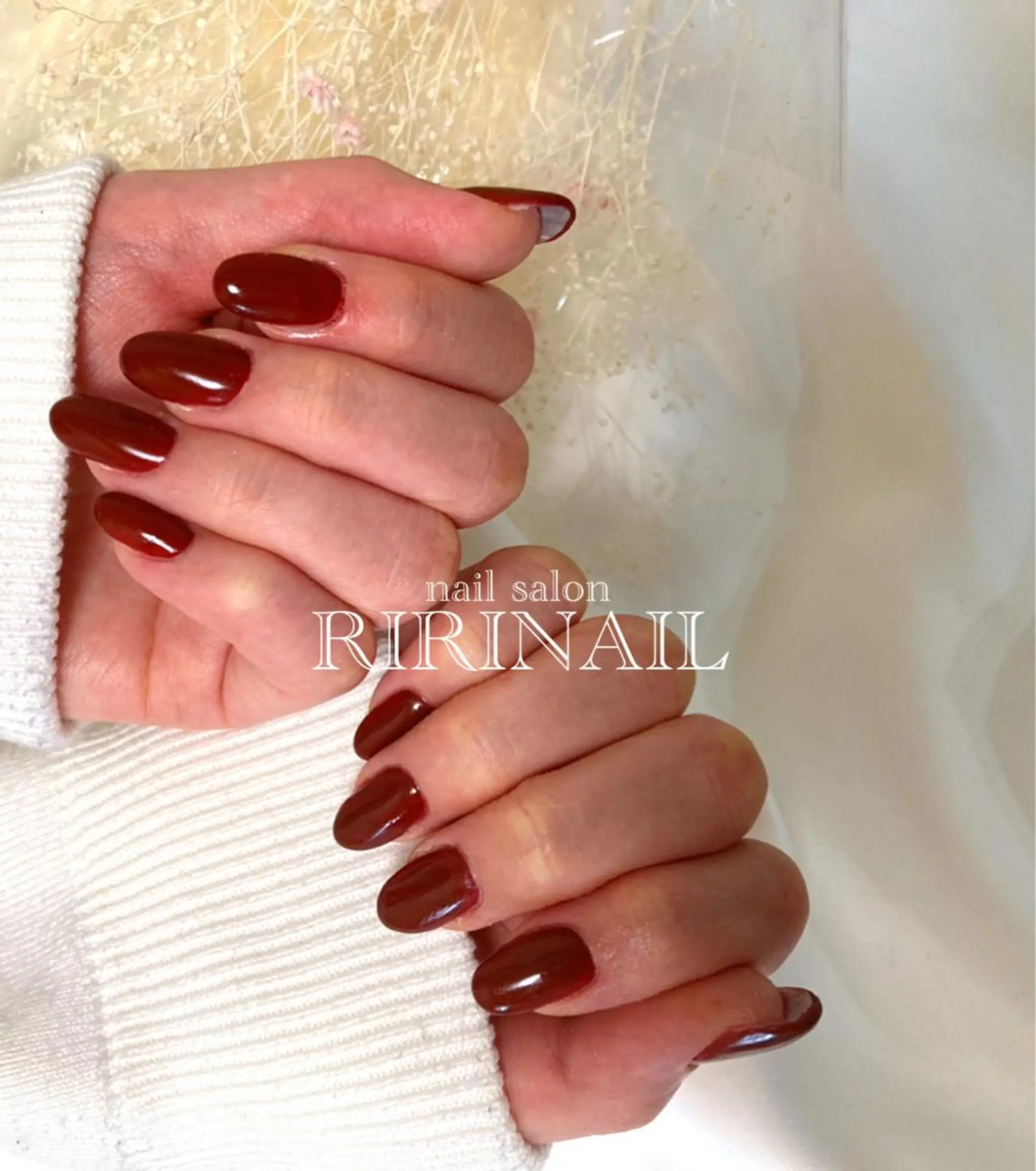 ネイル ボルドー ストーンネイル ホワイト RIRI NAIL♡のネイルデザイン