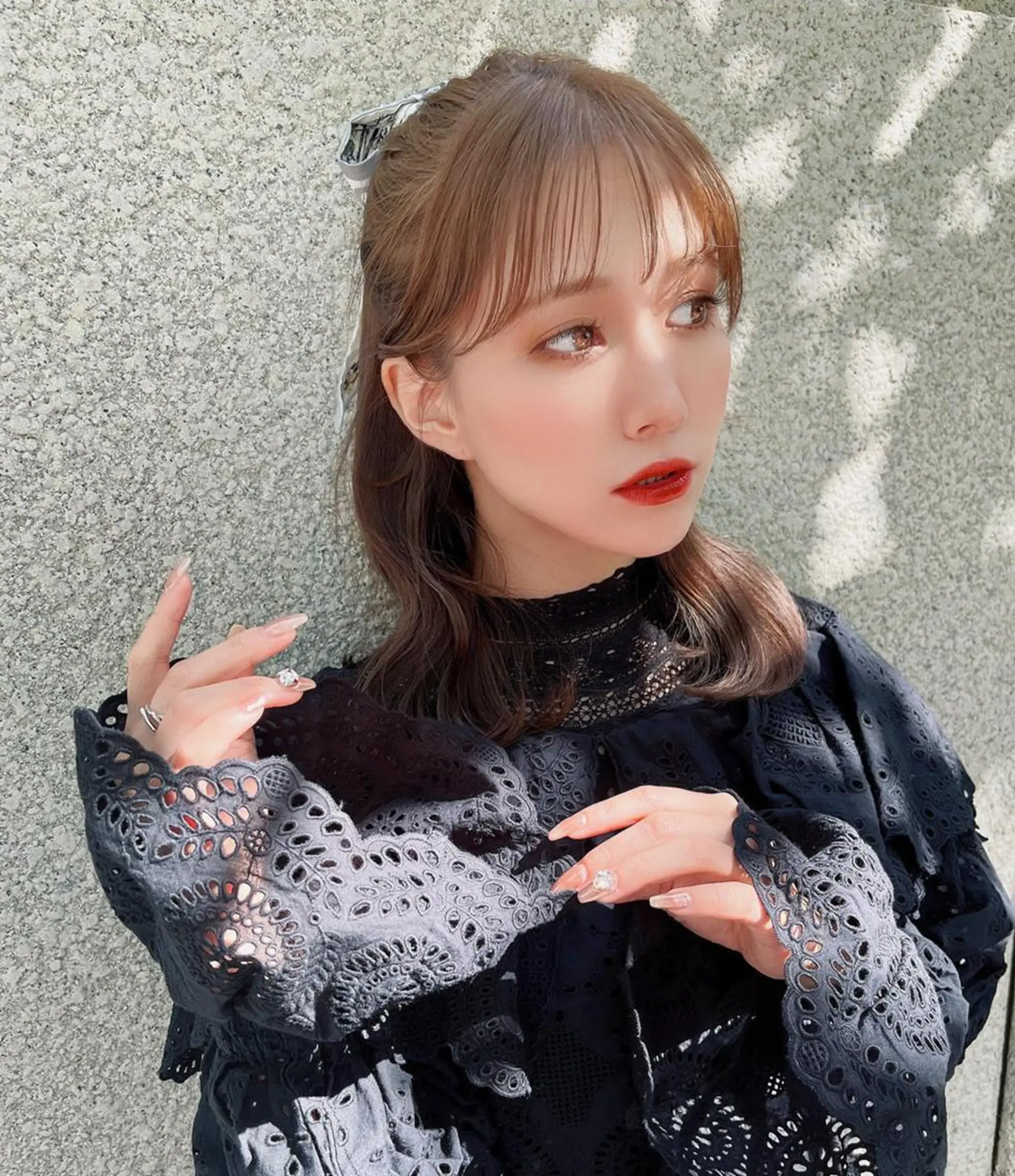 ミディアム カラー ヘアアレンジ ハーフアップ 韓国風カラー くせ毛 髪質改善 韓国風ヘア 韓国/髪質改善💘 櫻井かれんのヘアスタイル