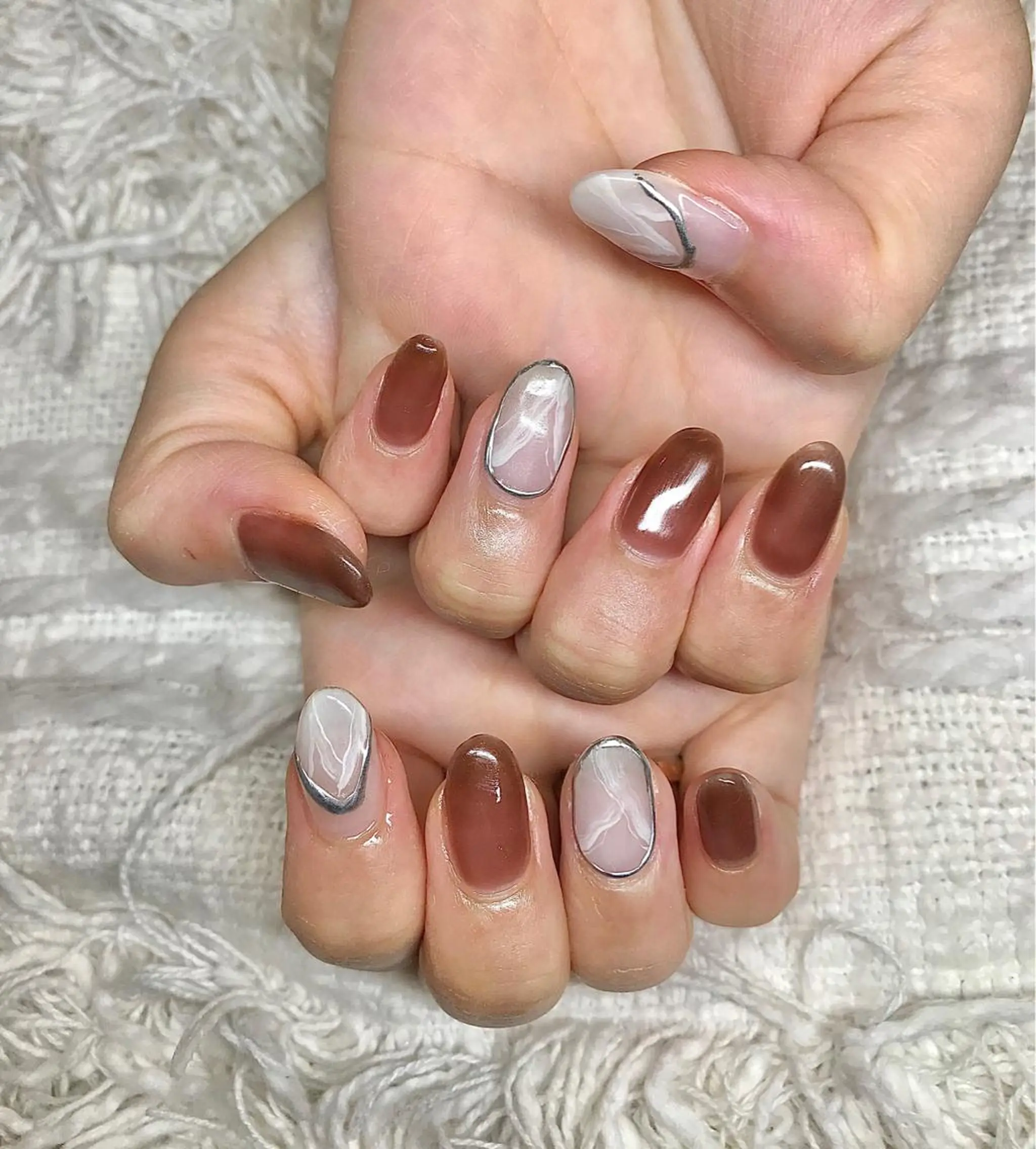 ミディアム カラー パーマ ヘアアレンジ メンズ キッズ ネイル マツエク・マツパ ブラウンカラー シアーブラウン カラーマツエク ブラウン nail&eye Aoのマツエク・マツパデザイン