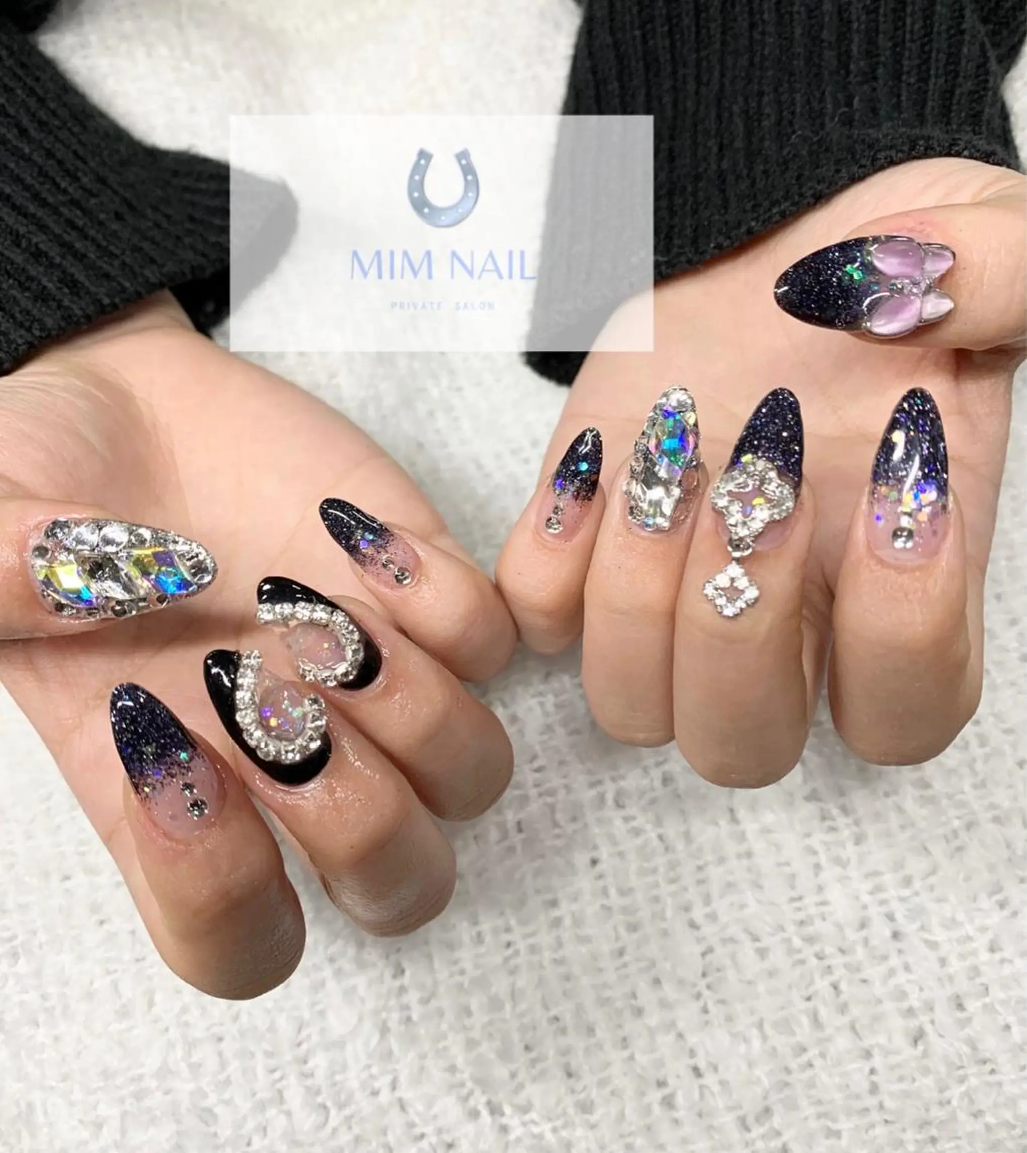 ネイル 長さ出し キラキラネイル 韓国ネイル スカルプネイル *･*MIMnail *･゜ﾟ･*:･*のネイルデザイン