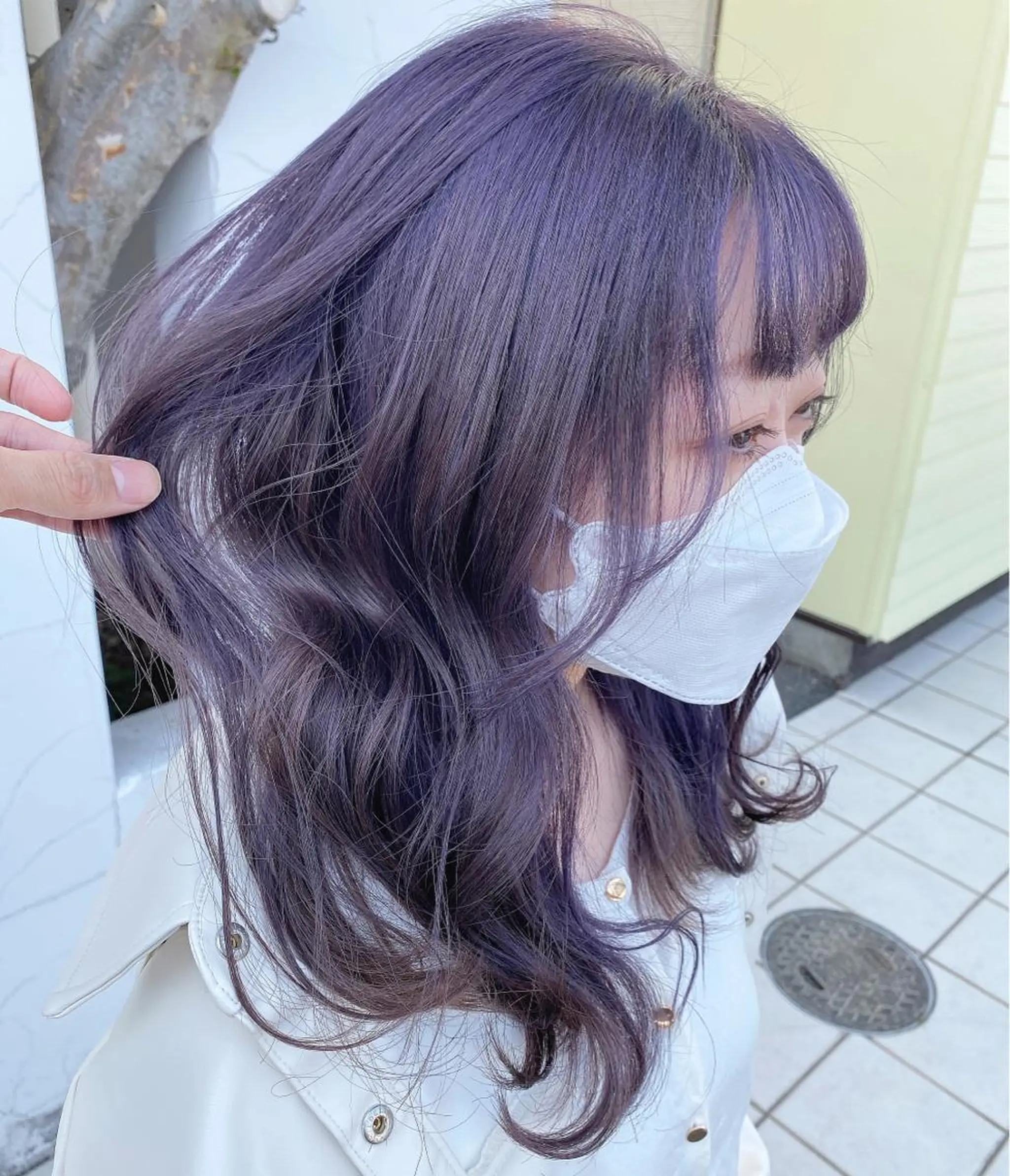 セミロング カラー ラベンダーカラー ラベンダーグレー ヘアカラー 具志 正太のヘアスタイル