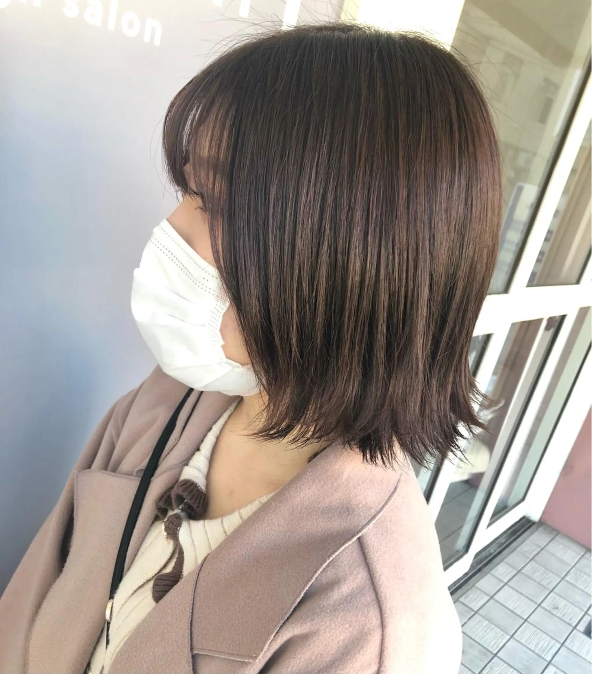 ミディアム カラー ブラウンカラー チョコレートブラウン Pocketいわき 深谷 智花のヘアスタイル