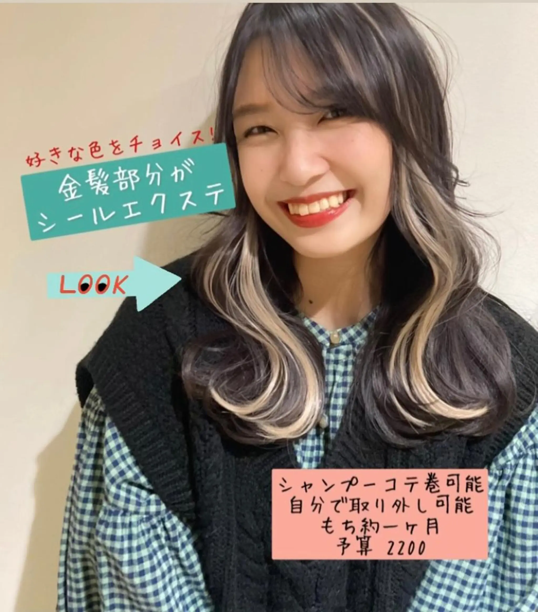 ロング 白髪ぼかしハイライト ヘアアレンジのヘアスタイル