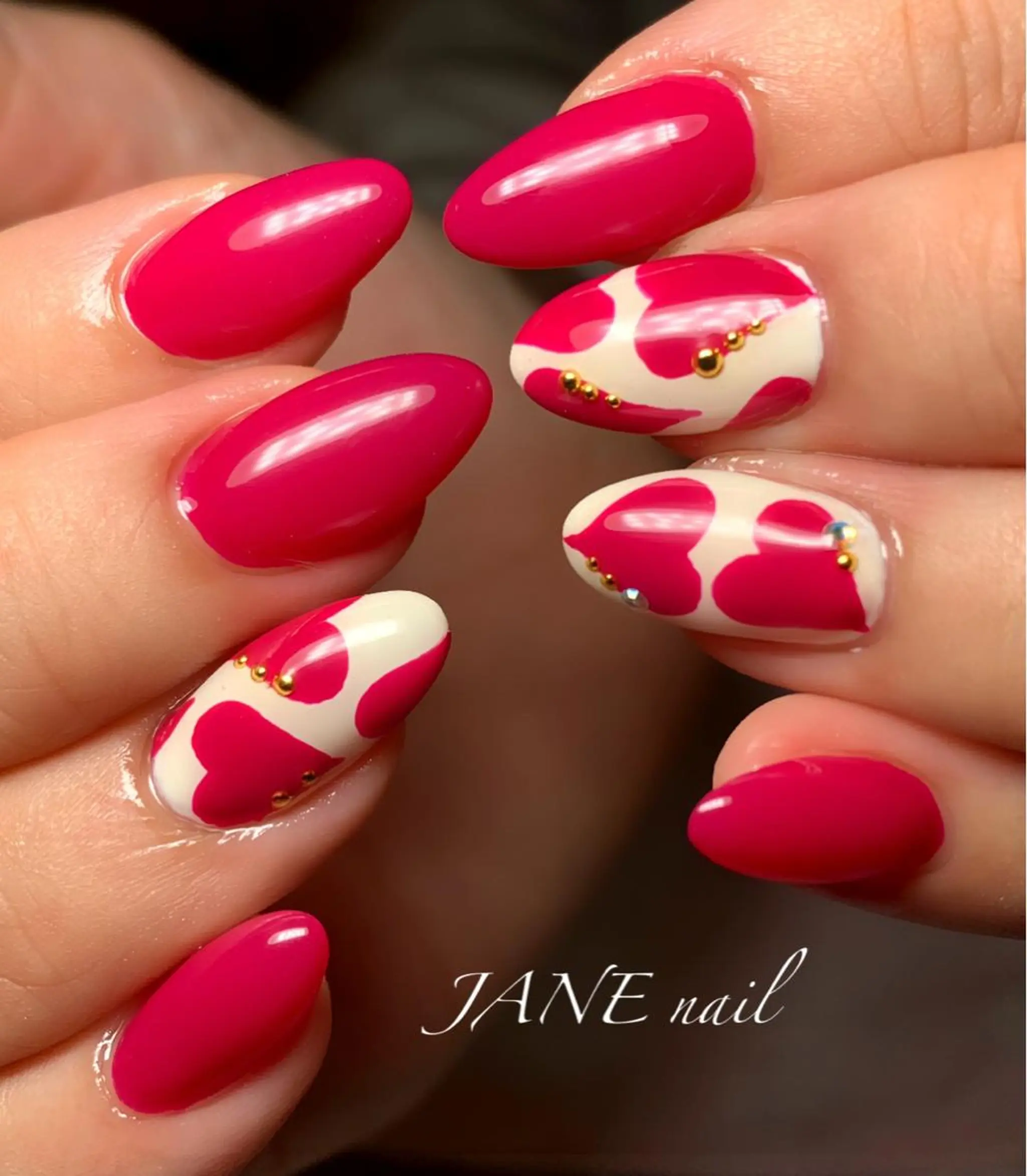 ネイル フットネイル ハート キラキラネイル ハンドネイル Nail Salon JANEのネイルデザイン
