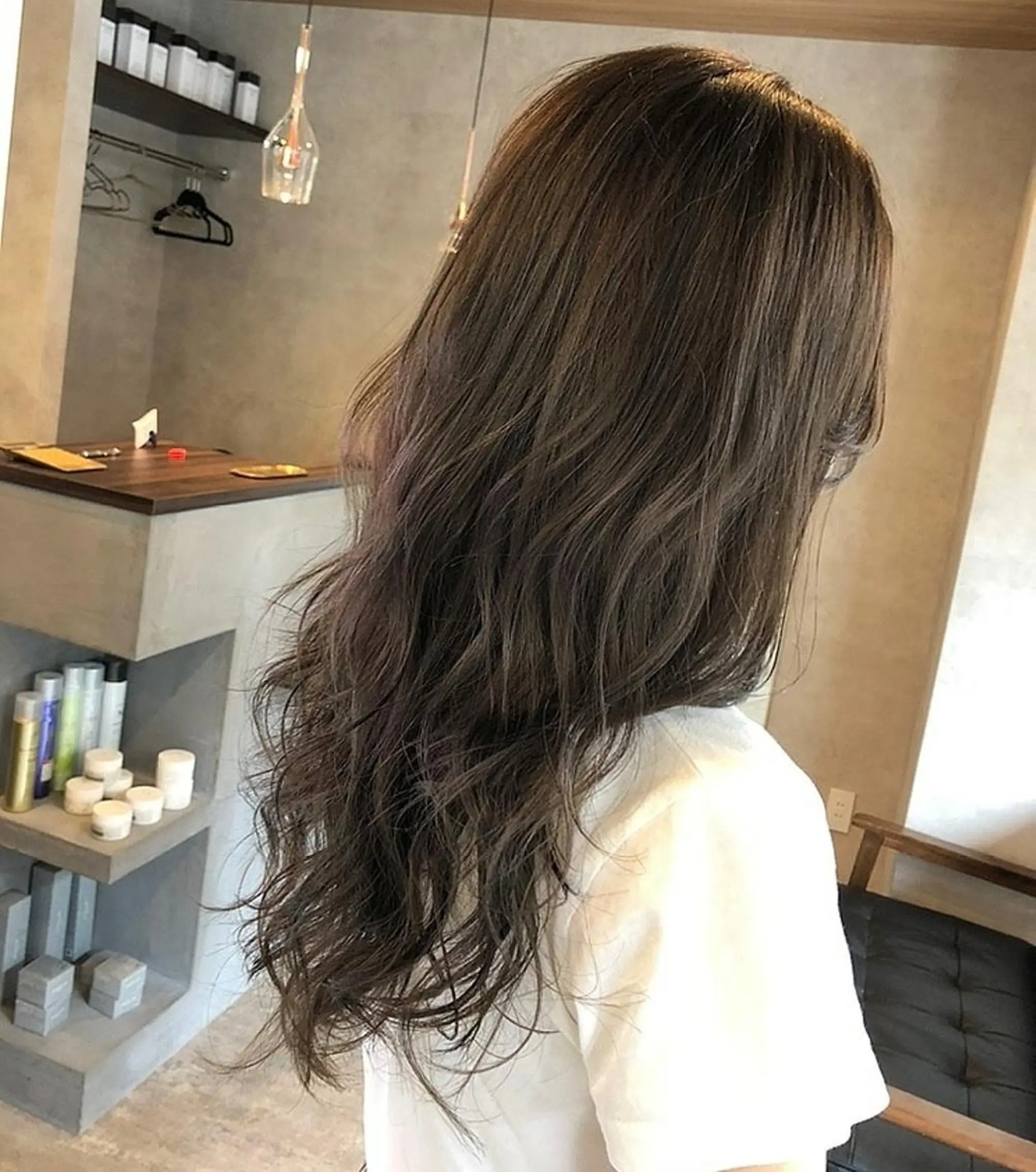 セミロング カラー アッシュ バレイヤージュ ベージュカラー ブリーチ グラデーションカラー カット ヘアカラー トリートメント RIENS♡xrea 山本優舞のヘアスタイル