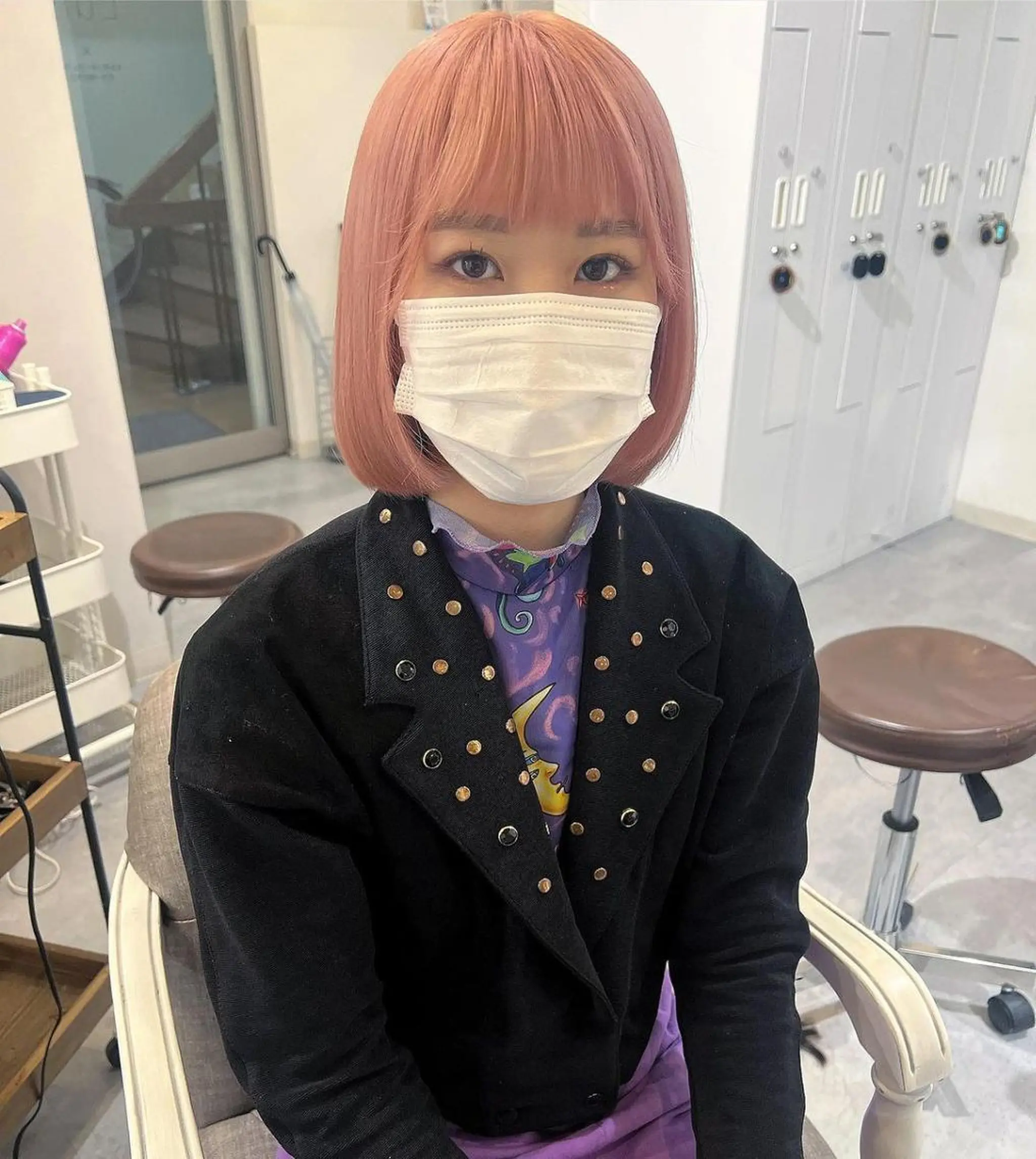 ショート カラー ハイトーンカラー ピンクカラー ボブ ブリーチ、髪質改善 Noe心斎橋店のヘアスタイル