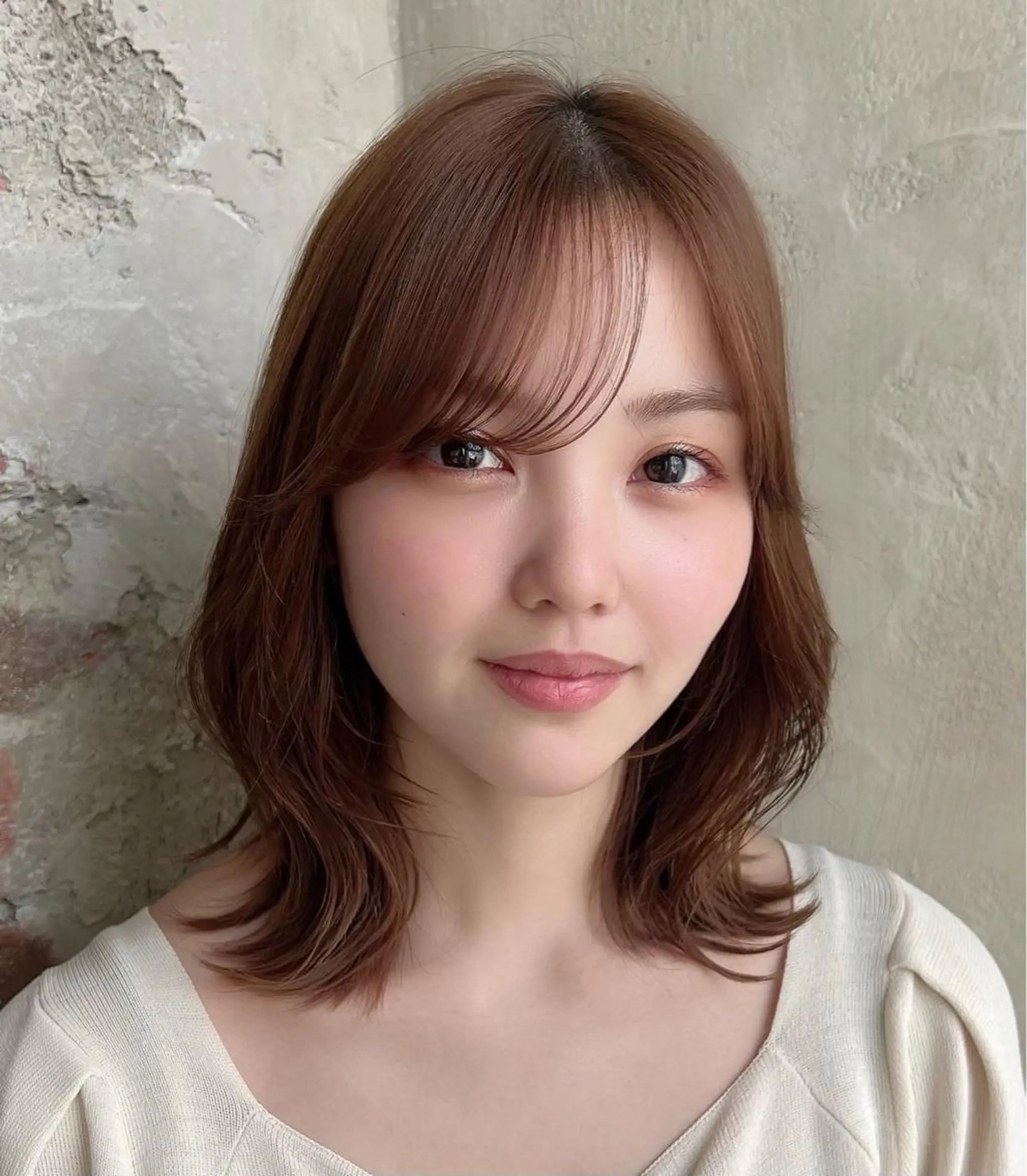ミディアム くびれヘア シースルーバング サイドバング カット ヘアカラー トリートメント 🧡くびれヘア/前髪 顔周り🧡久原結衣のヘアスタイル