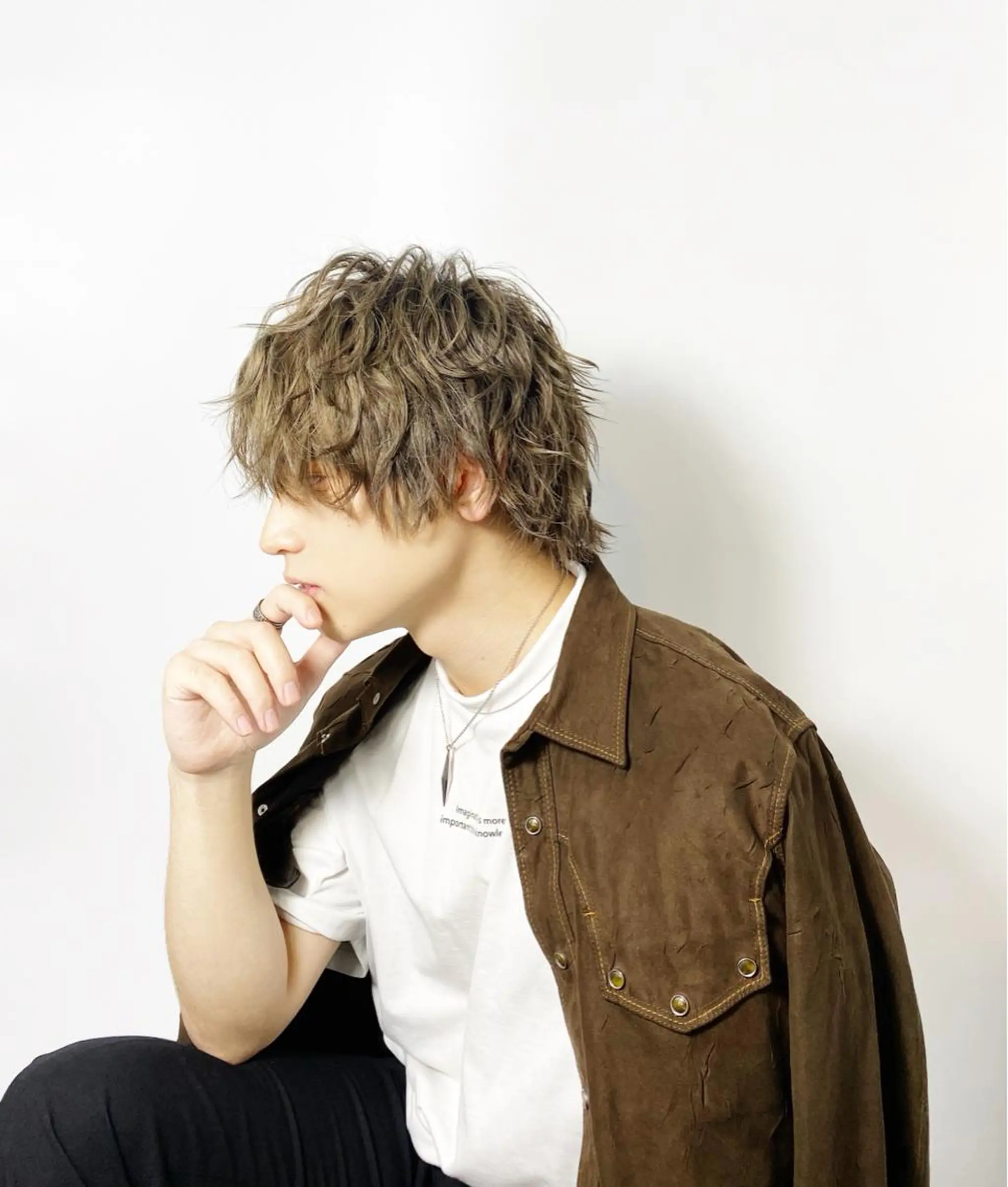 ミディアム カラー パーマ メンズ カット ヘアカラー パーマ 大橋 拓巳のヘアスタイル