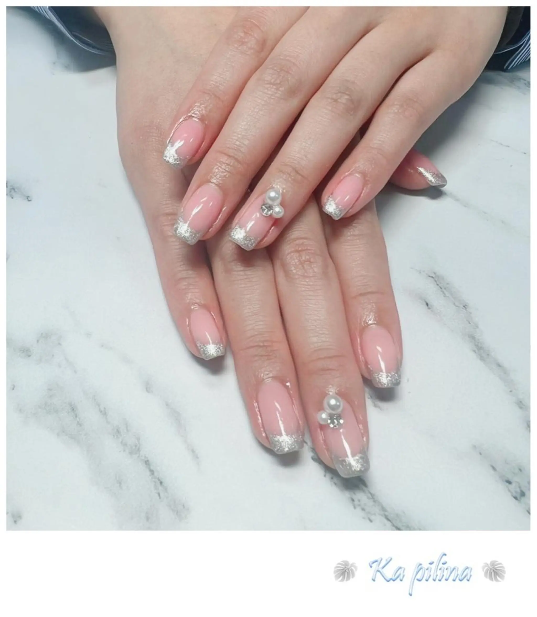 ネイル フレンチネイル ラメ(グリッター) Nail salon Ka pilinaのネイルデザイン