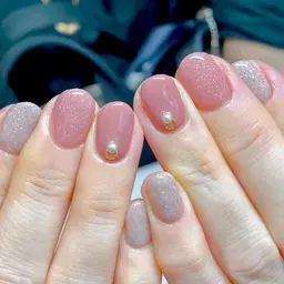 他店ジェルオフ無し◆20色から選べるピンク系ワンカラーorラメ入りグラデーション