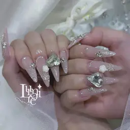 💖韓国/ワンホンネイル＋チップ長さ出し10本（オフ込み）長さMAX約2.2㎝