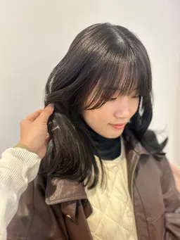 【カラー➕前髪カット➕TR】ブリーチなし透明感カラー/前髪カット/オージュア5ステップ髪質改善TR