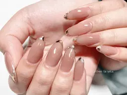 【HAND長さだし】クリアスカルプ・ガラスネイル/ワンカラー+ラメフレンチ