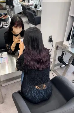 グラデーション✨ケアブリーチ使用‼️➕赤味レス透明感カラー🌈➕⑤stepトリートメント 🌟➕ ナノスチーム付き💧