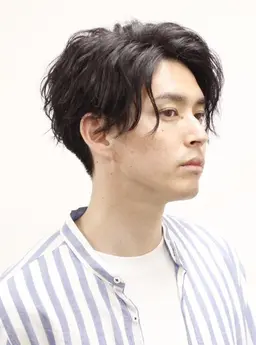 【メンズ人気No.2】デザインカット+ニュアンスパーマ¥6980[B-7/京橋]