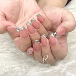 SNS大人気ガラスフレンチ🍒ベース1色付き✨ソフトジェルオフケア込み120分