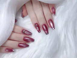 限定🎀【ハンド】10本チップ長さだし//マグネット🧲+ミラーフレンチ🪞パーツ2個付き