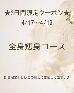 【4/17​〜​19限定】全身痩身2回チケット
