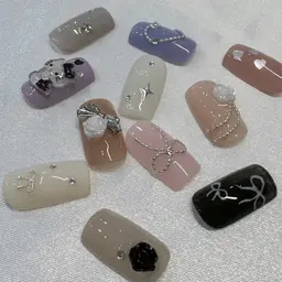 ワンポイントコース🩶オフ込み　ワンカラーに片手1本ずつアート