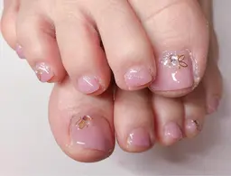 フットネイル ワンカラー+デザイン2本