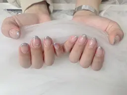 🌈SNS課題のガラスフレンチネイル💅(自爪限定)