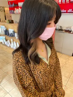 イヤリングカラーorフェイスフレーミングカラー・アルティストカラー(ブリーチ、全体カラー込)