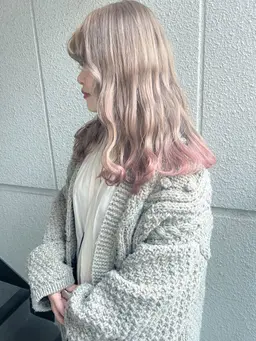 🌈圧倒的透明感🧚🏻ハイトーンカラー　ケアブリーチ＋全体オンカラー　¥13200