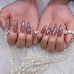 《人気NO2》長さだし10本+ワンカラー(ラメグラ)+パーツ２本