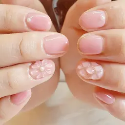 定額●お花の3Dアート込ピンクネイル