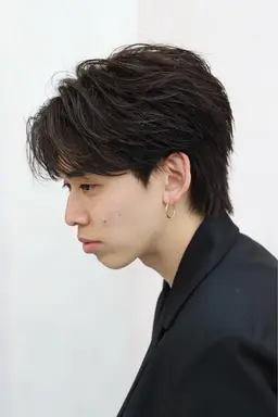 【スタイリスト担当】メンズカット+曲がる縮毛矯正〔渋谷/フェザーパーマ/フェザーショート/メンズパーマ〕