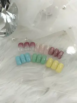 【オフあり】❤︎ Jrネイリスト ❤︎ジェルワンカラーorラメグラデーション(ラメグラデーション クリアベース)