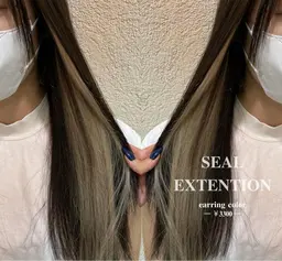 【ダメージレス🫧🪄】シールエクステでインナーカラー 🩵🩷🤍