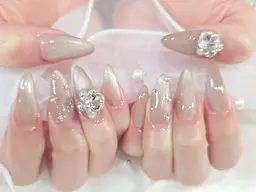 【韓国っぽちゅるんネイル💅】10本アート¥8800🎀オフ無料/無料パーツ1500以上✨透明感デザイン🧸