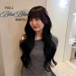 🩵人気𝐍𝐎.𝟏☆┊︎艶色ワンカラー+Aujua2step+超音波アイロン(ブルーブラック)【新宿❄️当日予約◎】