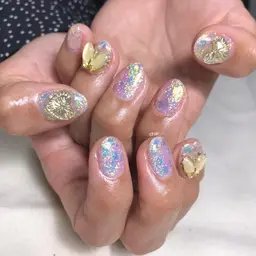 🤲韓国ネイル✴︎バタフライ2個付🦋ワンカラーorラメグラパラジェル💅オフあり込み