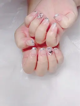 🌈ガラスフレンチ(クリアベース)💅オフ無し