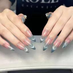 🍓』10本チップ長さ出し+グラテーション、ミラ💍✨マグネット🧲🉑🩵!