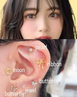 カット(¥ 3,000+TAX)+耳ツボジュエリー片耳5粒計10粒(¥3,000+TAX)