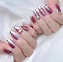 🍑ナチュラル🫧マグネット-ミラーフレンチ|大きいパーツ2個付き【ベース選べる】