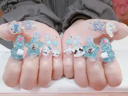 【チップ長さ出し付き】人気no1🌟キャラクター3Dパーツ*ゴテゴテ乗せ放題(🐻❤️🐰などパーツ沢山）¥12800