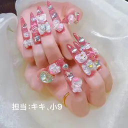 💅【チップ長さだし】 ベース→ワンカラーorマグネッor フラッシュ+60分ストーン大きなパーツ付け放題¥12,680