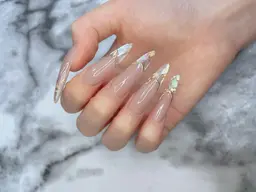 💚(オフ有)デザインスカルプコース(マーブル、タイダイ、埋め込み、バーチャルフレンチ等....) ※ジェルコート代込み