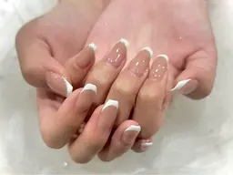 【オフ有OK】綺麗めデザイン💍 クリアベース フレンチデザイン【ガラスフレンチに変更+¥1000】