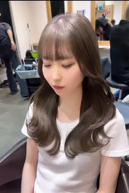 前髪カット&顔周りカット+イルミナカラー+Aujua3ステップ超音波トリートメント¥9900 【韓国ヘア、ロング料金無し