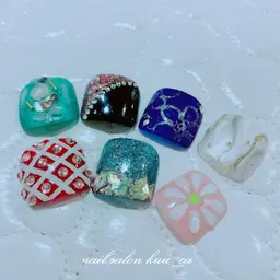 【オフなし】フットネイル❣️親指デザインコース♡サンプルよりチョイス♪親指以外のカラー何色でも可能🆗