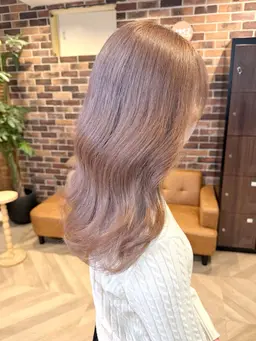 ミニモ学割🎀【ダブルカラー】🎀ブリーチリタッチ＋高発色ケアカラー（グレージュ／ピンク/ベージュ／ミルクティー系も🩵