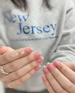 ⭐️ガラスorミラーフレンチコース⭐️(クリアベース)新規オフ無料¥6980