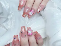 【ハンド】🍒チップ長さだし持ち込みデザイン🌷新規ジェルオフ無料